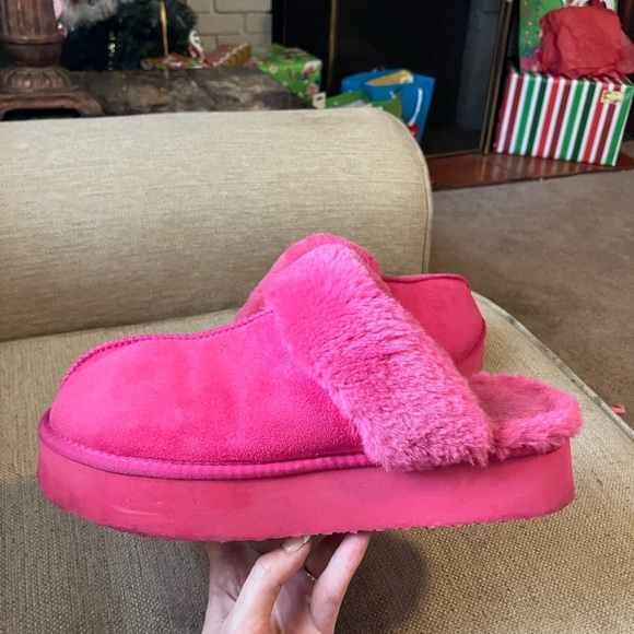 Pink fur platform slipper boots - Picture 2 of 8
